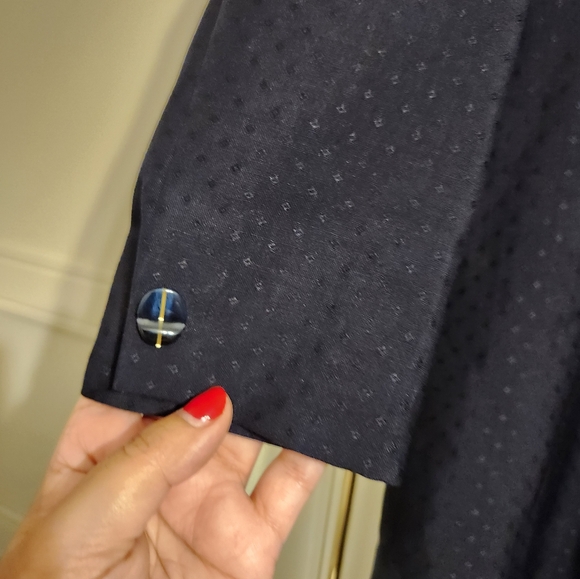 Vintage Navy Blue Tuxedo Style Trench Coat - Picture 4 of 6